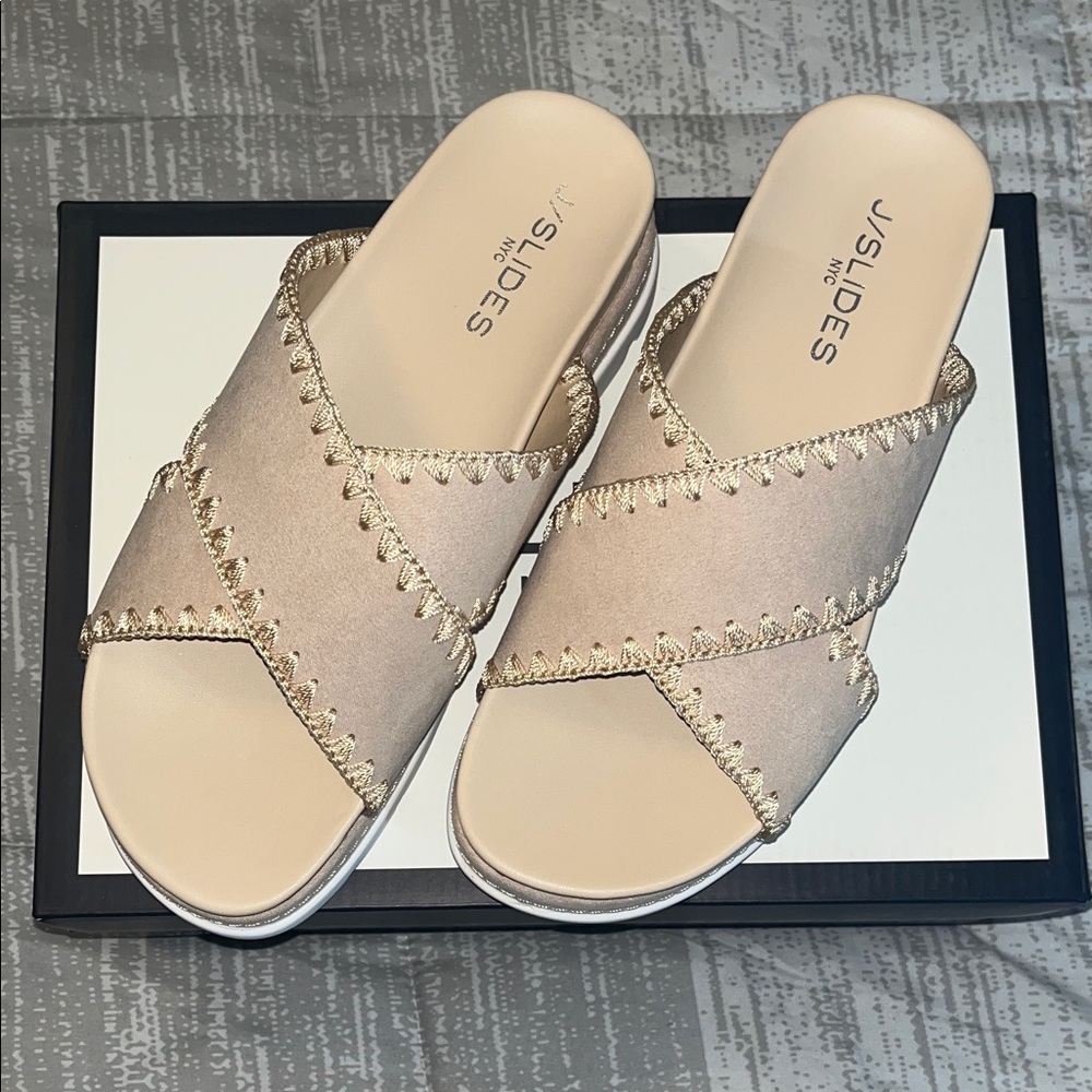 J Slides Whipstitch Platform Sandals